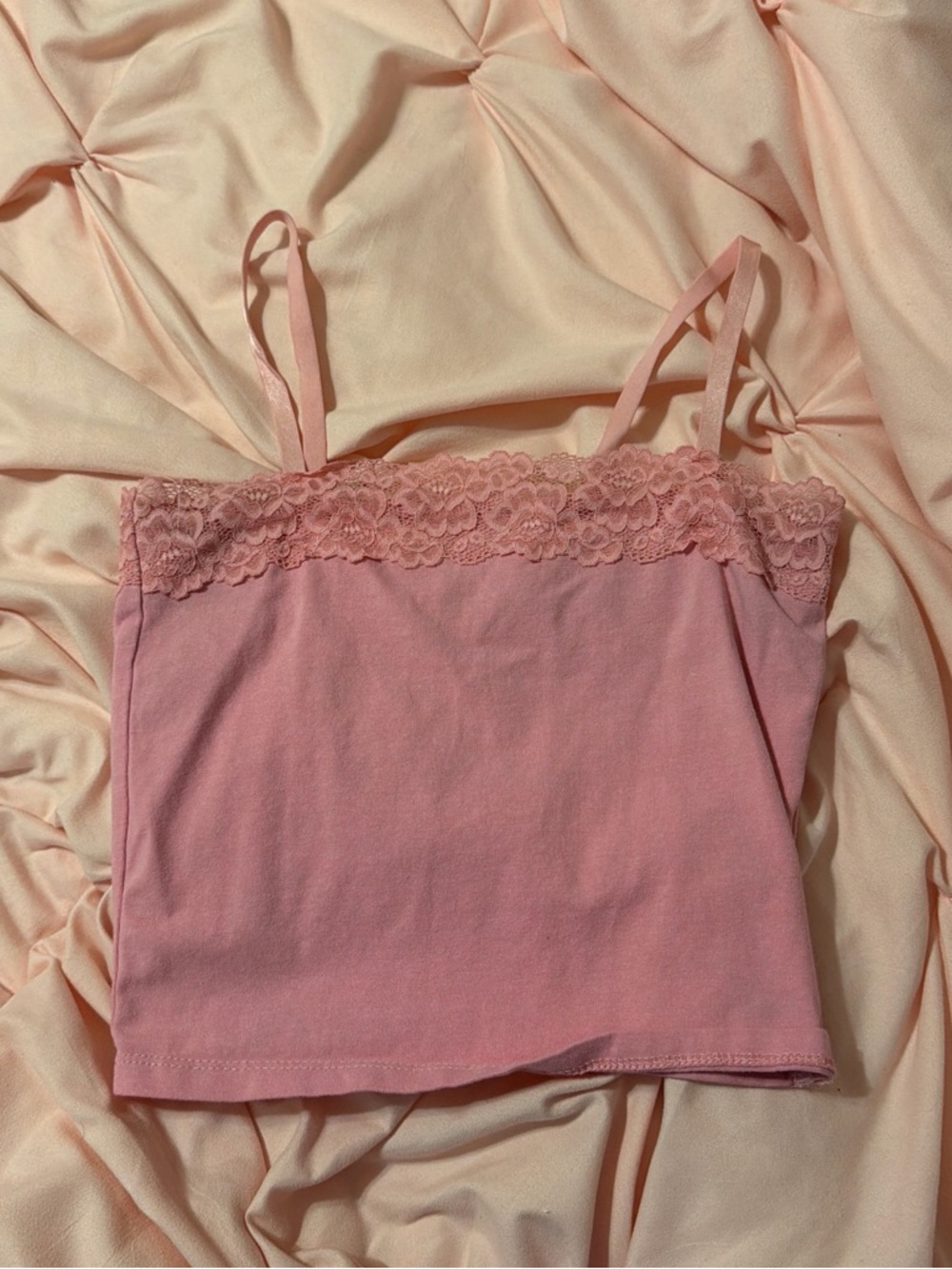 Pink Lace-Trim Tank Top
